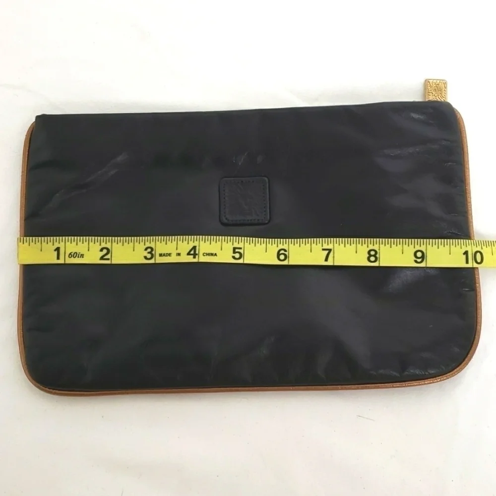 Anne Klein Clutch Bag By Calderon Black Leather with Bronze Trim EUC